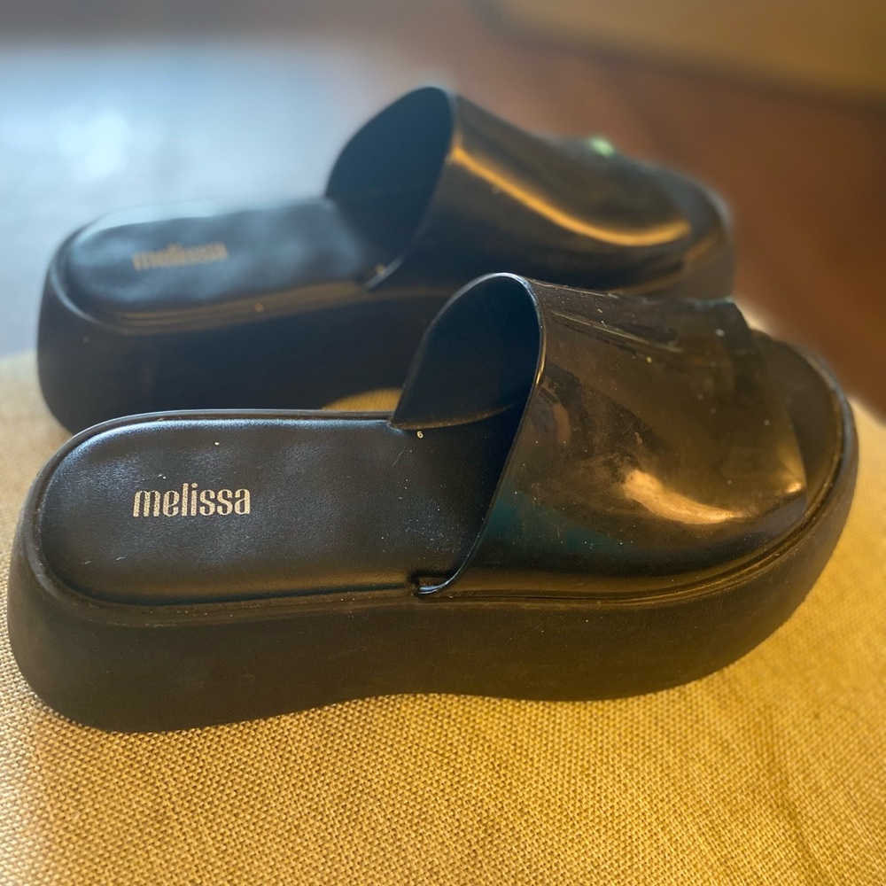 Melissa “Becky” platform wedge slide! Great used condition! Size 7